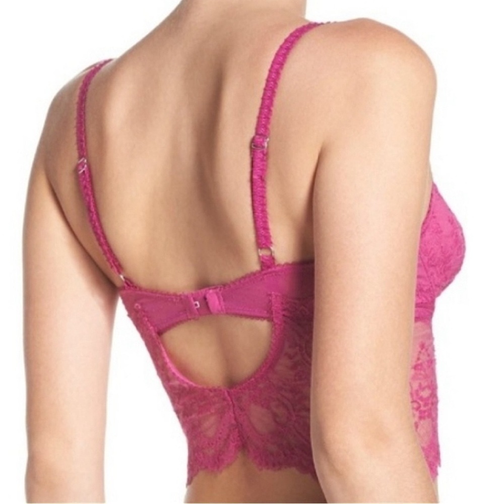 Wacoal Chrystalle Longline 3/4 Sheer Lace Underwire Bra Morello Cherry Large - Picture 2 of 11